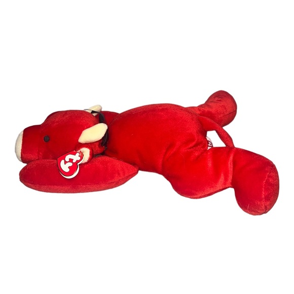 TY Pillow Pal Red Snort Bull 1997 Retired Beanie Babies With Tag Plush Stuffed - Picture 2 of 8